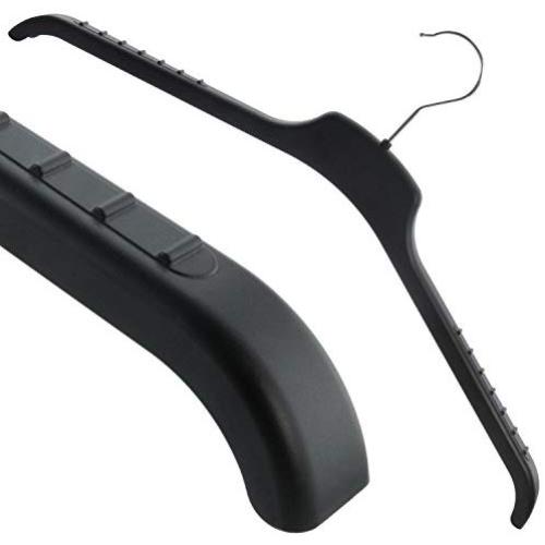 HANGERWORLD 10 Black 18inch Plastic Coat Jacket Clothes Garment Top Hangers with Non-Slip Arm Ridges