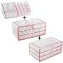 Ikee Design Acrylic Diamond Pattern Jewelry & Cosmetic Storage Display Boxes 3 Pieces Set, Pink