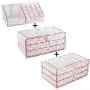 Ikee Design Acrylic Diamond Pattern Jewelry & Cosmetic Storage Display Boxes 3 Pieces Set, Pink