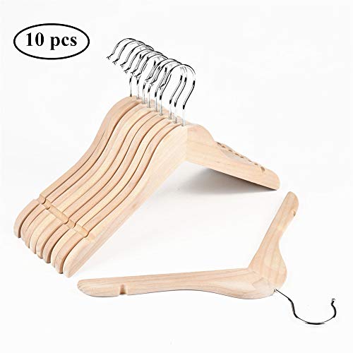 Cocomaya 12.6 Inch Unfinished Natural Wooden Kids Baby Children Toddler Hanger Coats Clothes Dress Shirts Hanger with 360 Swivel Hook, Pack of 10