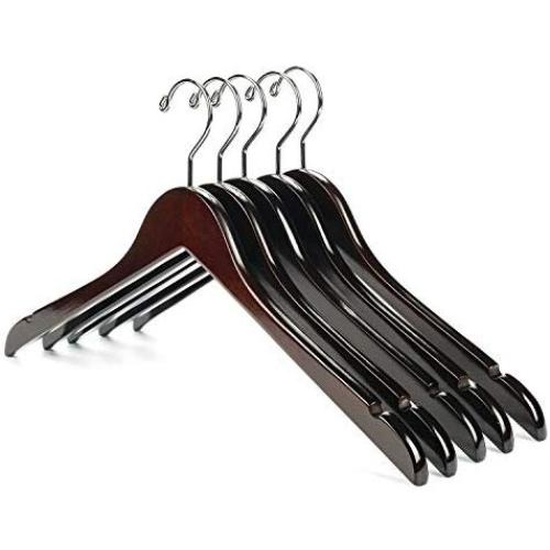 Nature Smile High Grade Lotus Wooden Hangers - 10 Pack - Solid Wood Hangers, Dress Shirt Hangers, Coat Jacket hangers, With 4 layers Lacquered and Extra Smooth Finish, 360 Degree Swivel Hook(Walnut)