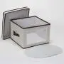 Household Essentials 536 Dinnerware Storage Boxes with Lid and Handles | Storage Bin for Dinner Plates | Natural Canvas with Brown Trim Household Essentials 536 Dinnerware Storage Boxes with Lid and Handles | Storage Bin for Dinner Plates | Natural Canvas with Brown Trim