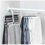 5pcs Random Color 5-in-1 Portable Multi-Function Stainless Steel Pants Cloths Hanger Black White Pants Towel Scarf Adjustable Hangers Organizer