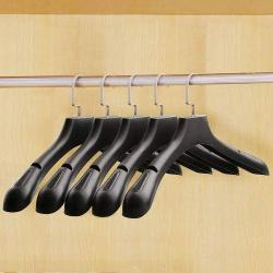 LZLAN 1Pcs Black Thick Wide Shoulder Plastic Clothes Hanger Coats Jacket (Black,One Size)