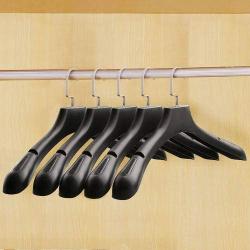 LIShuai 1Pcs Black Thick Wide Shoulder Plastic Clothes Hanger Coats Jacket (Black,One Size)