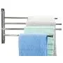 Swing Arm Towel Bar - Wall Mounted Stainless Steel Bathroom Towel Rack - Hanger Towel Holder Organizer - Perfect Towel Rack With 4 Arms - Polished Finish (10" X 17")