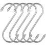 5 Pcs Kitchen Hooks,Stainless Steel S Hook for Closet Rod,Ideal for Hanging Kitchenware,Towels,Bags,Clothes,Scarf,Flowerpots,Silver