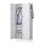 GEORGE&DANIS Portable Wardrobe Closet Plastic Dresser Bedroom Armoire DIY Cube Storage Organizer, White, 18 inches Depth, 2x4 Tiers