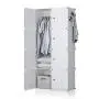 GEORGE&DANIS Portable Wardrobe Closet Plastic Dresser Bedroom Armoire DIY Cube Storage Organizer, White, 18 inches Depth, 2x4 Tiers GEORGE&DANIS Portable Wardrobe Closet Plastic Dresser Bedroom Armoire DIY Cube Storage Organizer, White, 18 inches Depth, 2x4 Tiers