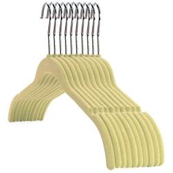 HANGERWORLD 10 Beige 16.3inch Flocked Velvet Non Slip Top Coat Clothes Garment Hangers