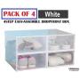 [2020 Edition] Unistore SB21 Stackable Dropfront easy assemble clear plastic Drawer/Shoe box. Easy DIY storage solution for clean organization.[4 Packs] 13&quotx10&quotx5", quart/654 cubic inches-(White)