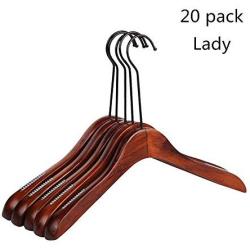 LIUFENGLONG Clothes Hangers Set, Ladies Wooden Hanger Non Slip Strong Premium Wooden Coat Hangers Suit Hangers Saving Clothing Uit Clothes Hangers for Women 10 Pack Closet Clothing Organiser