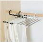 5pcs Random Color Multi-Functional Pants Rack Shelves Portable 5 in1 Stainless Steel Wardrobe Magic Clothes Hanger Storage Drying Hanger