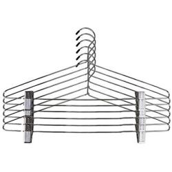 Pillowtex Deluxe Chrome Metal Suit Closet Clothes Hangers w/Clips - Set of 10