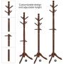 VASAGLE Coat Rack Free Standing, Wooden Hall Tree Coat Hat Tree Coat Hanger Holder Enterway with 10 Hooks for Coat, Hat, Clothes, Scarves, Handbags, Umbrella, Dark Walnut URCR03WN