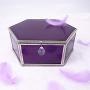 BJ Decor Glass Jewelry Box,Purple Decorative Keepsake Boxes Mirrored Trinket Boxes Personalized Storage Boxes Organizer for Jewelry Glasses Watch Accessories(7.5x5.75x3in)