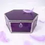 BJ Decor Glass Jewelry Box,Purple Decorative Keepsake Boxes Mirrored Trinket Boxes Personalized Storage Boxes Organizer for Jewelry Glasses Watch Accessories(7.5x5.75x3in)