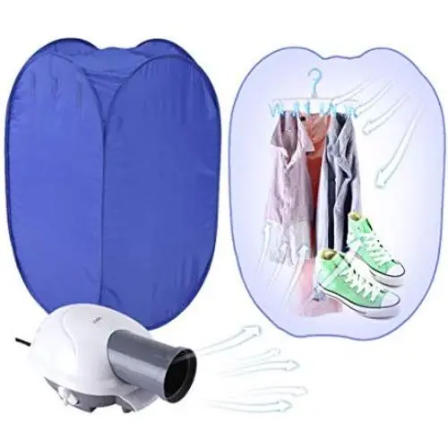 Greensen Portable Clothes Dryer, Mini Folding Ventless Electric Air Clothes Dryer Bag Fast Drying Machine with Heater 110V (Hangers & Brackets Included)- Blue Greensen Portable Clothes Dryer, Mini Folding Ventless Electric Air Clothes Dryer Bag Fast Drying Machine with Heater 110V (Hangers & Brackets Included)- Blue