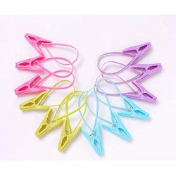 Weishu 12 Plastic Multi-Purpose Hanger Clips Windproof Cable with Clips Easily Clipped on Clothes (12 Hanger Clips) Random Colors