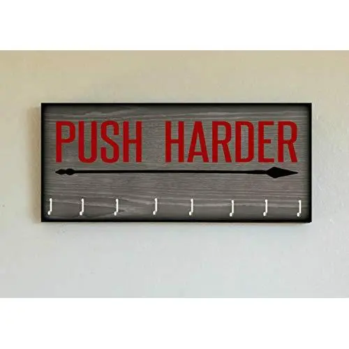Race Medal Holder/Running Medal Hanger PUSH HARDER- Wood Wall Mounted Medal Organizer. CUSTOMIZATION Available Race Medal Holder/Running Medal Hanger PUSH HARDER- Wood Wall Mounted Medal Organizer. CUSTOMIZATION Available