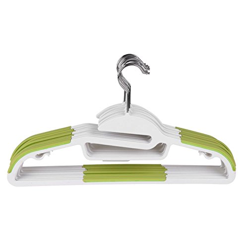 Whitelotous 10pcs Anti-Slip Standard Coat Hanger Wet Dry Clothes Racks Space Saving Hangers(Light Green) Whitelotous 10pcs Anti-Slip Standard Coat Hanger Wet Dry Clothes Racks Space Saving Hangers(Light Green)