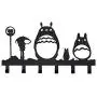 Clothing Hooks Hanging Racks, Entryway Crossbody Bag Hanger, Dog Leash and Key Holder, Wall-Mounted Coat Hook Rack with 6 Dual Metal Hooks for Hallway, Totoro