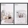 FAZHEN dust-Proof Makeup Organizer, Cosmetic and Jewelry Storage with Dustproof Lid, Display Boxes with Drawers for Vanity, Skin Care Products Rack Dressing Table Desktop Finishing Boxes (L)
