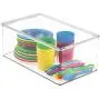 mDesign Stackable Closet Plastic Storage Bin Boxes with Lid - Container for Organizing Childs/Kids Toys, Action Figures, Crayons, Markers, Building Blocks, Puzzles, Crafts - 5" High, 4 Pack - Clear