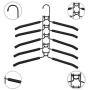 Clothes Hangers, 5 in 1 Multilayer Metal EVA-Sponge Hangers Anti-Slip Clothes Rack Space Saving Detachable Hanger for Suit Coat Shirt Skirt Pants