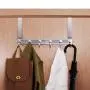 Lefree Over The Door Hook Over Door Hanger for Coats Towels Robes, Bags Zinc Alloy Stainless Door Holder with 6 Hooks Silver White.