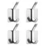 Towel Hooks Self Adhesive Robe Hooks Heavy Duty Wall Hooks for Hanging Bag Coat Hats Key Stick on Wall Hanger, Bathroom Kitchen Office Organizer Metal Stainless Steel Brushed, 4 Packs