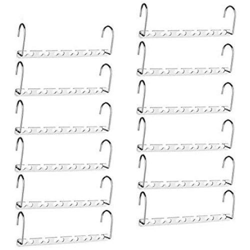 NUOCHEN 12 Pack Metal Magic Hangers,Space Saving Hangers Multifunctional Clothes Hangers Stainless Steel Magic Hanger Cascading Hanger Updated Hook Design Closet Organizer Hanger