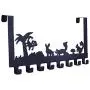 BAOYOUNI Over The Door Hook Rack Metal Decorative Organizer Tree & Animals Design Storage Hanger with 8 Hooks for Kitchen Bathroom Office Hanging Clothes, Coat, Hat, Belt, Towels (Black)