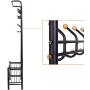 Eshion Multi-purpose Hat Coat Rack Entryway Storage Valet Clothes Hanger Shoe Shelf Organizer Metal, Black (US STOCK) (Black)