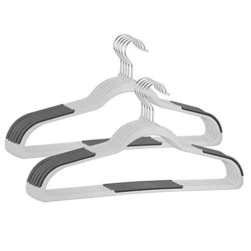 FSUTEG Plastic Hangers 50 Pack Dry Wet Clothes Hangers with Non-Slip Pads 0.2" Thickness - Space Saving Gray FSUTEG Plastic Hangers 50 Pack Dry Wet Clothes Hangers with Non-Slip Pads 0.2" Thickness - Space Saving Gray