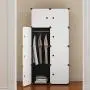 KOUSI Portable Closet Wardrobe Closet Room Closet with Doors Wardrobe with Storage Wardrobes for Bedrooms Portable Closet Wardrobe Bedroom Armoire, Black, 2 Hanger