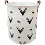BOOHIT Cotton Fabric Storage Bin,Collapsible Laundry Basket-Waterproof Large Storage Baskets,Toy Organizer,Home Decor (Deer Head)