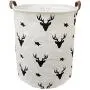 BOOHIT Cotton Fabric Storage Bin,Collapsible Laundry Basket-Waterproof Large Storage Baskets,Toy Organizer,Home Decor (Deer Head)