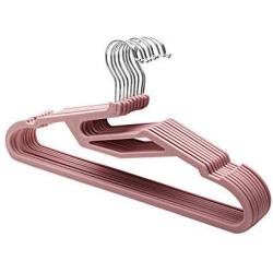 SAASNY Standard Hangers Plastic Hangers,Premium S-Shaped Pp Plastic Clothes Hangers,Set of 10,Space-Saving Clothes Hangers,Non-Slip,for Jackets,Shirts,Dresses,Scarves(Pink) for Drying and Storage