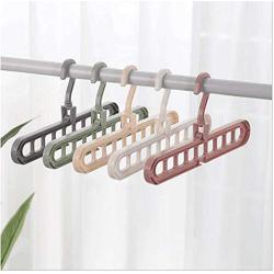 10PC Random Color Multi-Function Nine-Hole Rotating Hanger Space Saving Folding Magic Clothes Hanger Wardrobe Drying Home Bedroom Decoration