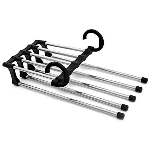 lliang Hangers 5 in 1 Multifunctional Pants Clothes Hanger Folding Space Saving Closet Organizer Storage Rack for Trousers Scarf Tie Belt