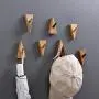 Garneck Wood Wall Hook Adhesive Triangle Door Back Hook Modern Wall Clothes Hanger for Living Room Entrance Key Holder 2 PCS