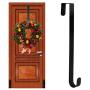 J&T Metal Wreath Hanger Over The Door Hook for Wreath Hat Clothes Holder 15 inch, Black