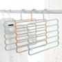 Gnc33Ouhen 5-Tier Trousers Holder Hook Scarf Wraps Shawl Ties Pants Storage Hanger Wardrobe Shelf Jeans Skirts Scarf Ties Towels Space Saving Clothes Slack Hangers Closet Blue