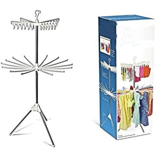 Folding Transportable Laundry Stand Drying Rack 2 Tier Tripod Clothes Hanger D