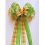 Orange Yellow Lime Plaid Bow Yellow Lime Easter Wreath Bow, Spring Check Wreath Bow Spring Plaid Door Hanger Bow Yellow Green Plaid Bridal Shower Baby Shower, Spring Birthday Party Decorations