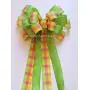 Orange Yellow Lime Plaid Bow Yellow Lime Easter Wreath Bow, Spring Check Wreath Bow Spring Plaid Door Hanger Bow Yellow Green Plaid Bridal Shower Baby Shower, Spring Birthday Party Decorations