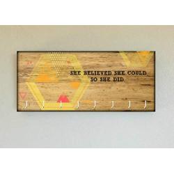 Race Medal Holder/Running Medal Hanger SHE BELIEVED SHE COULD SO SHE DID- Wood Wall Mounted Medal Organizer. CUSTOMIZATION Available