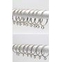 DODXIAOBEUL 2 inch Interior Diameter Open and Close Solid Metal Curtain Ring Hook Rustproof,Movable Clasp Suitable Fixed Pole Shower Curtain Rings/Strong Hooks Set Silver (36)