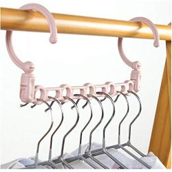 10pcs Random Color Folding Rotating 5 Holes Magic Plastic Clothes Hanger Space Saving Wardrobe Hanging Organizer Windproof Coat Hanger